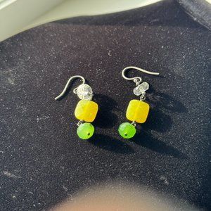 Vintage/Retired Silpada Green Jade and Crystal Earrings